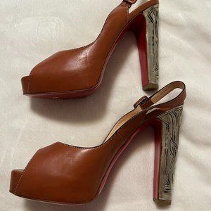 Christian Louboutin - Brown Leather Platform Pumps